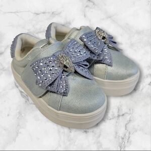 Kurt Geiger Mini Laney Bow Sneaker Baby Girl Size 5 Denim Platform